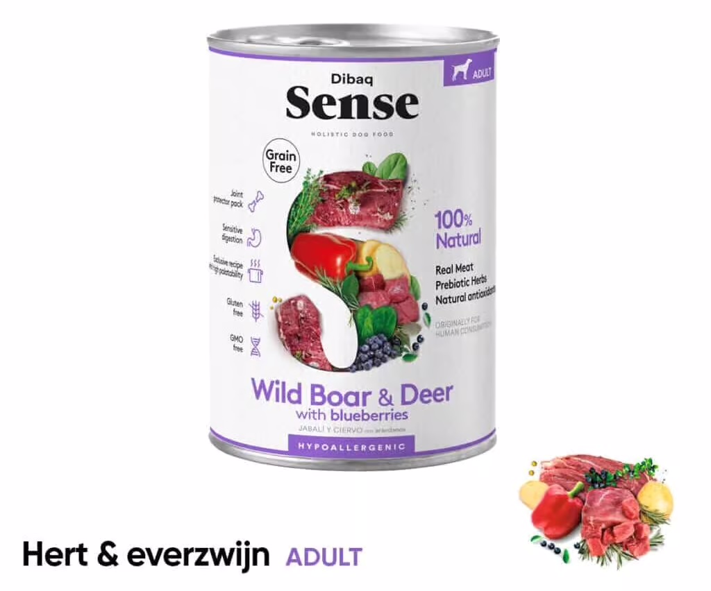 Dibaq sense nat hondenvoer, wild zwijn & hert